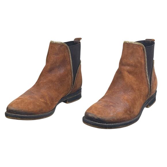 Miz Mooz Leather Whip Stitch Ankle Boots - Lynda - QVC.com Miz Mooz Women’s Brown Leather Ankle Boot Size 38 US 7.5/8
